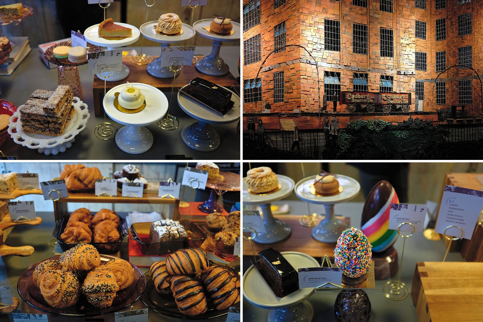 A collage of pastries and the interior of Good Ambler in Mondelēz International