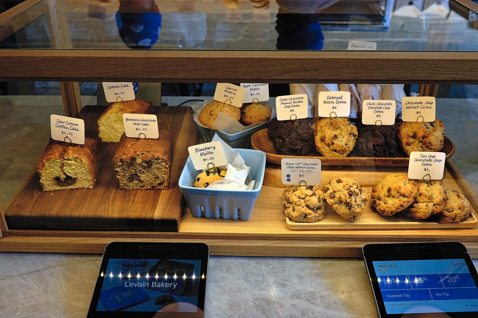 A case of cookies and sweets at Levain Bakery