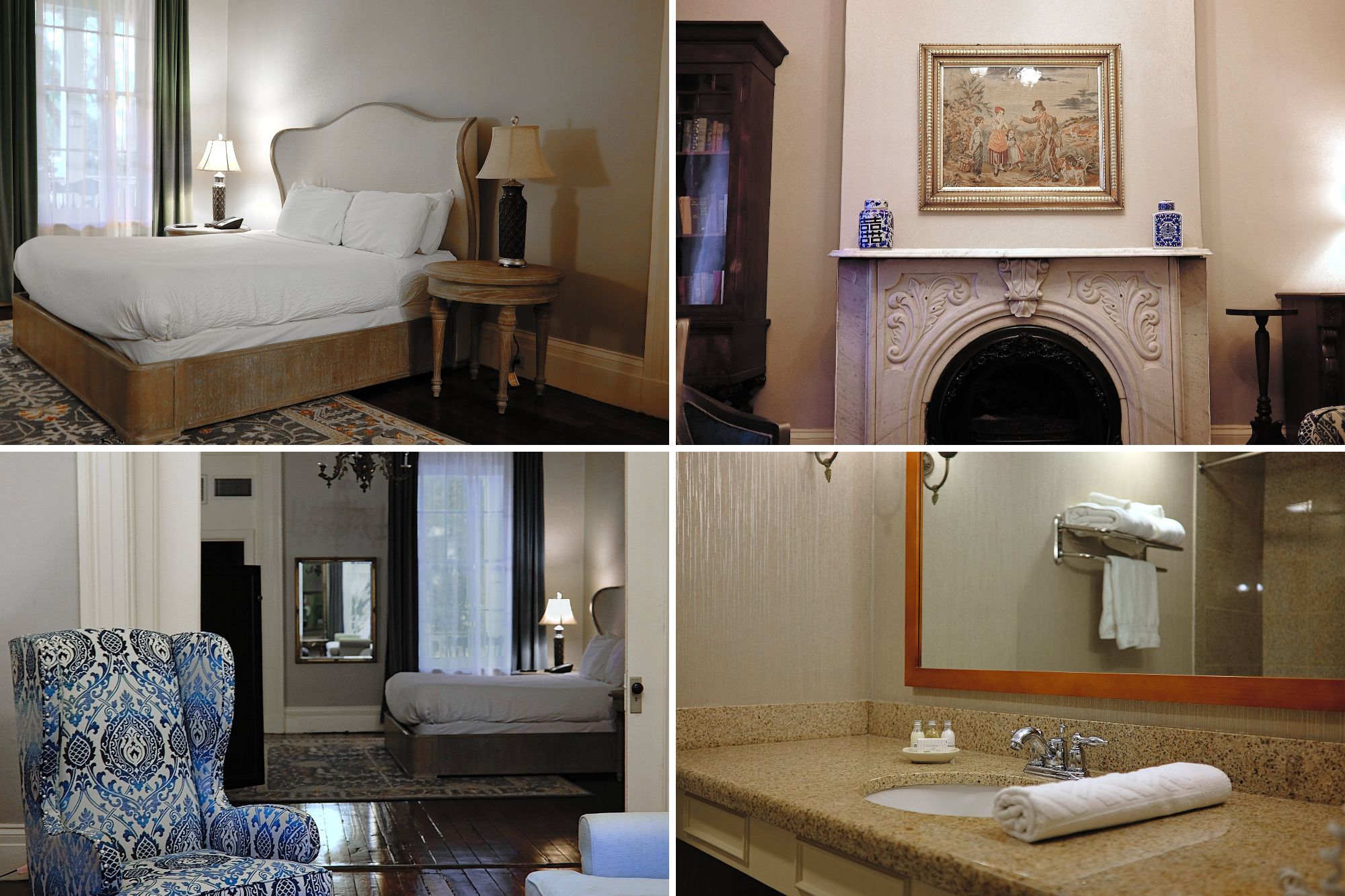 Four images of the furniture and amenities in the Parlour Suite
