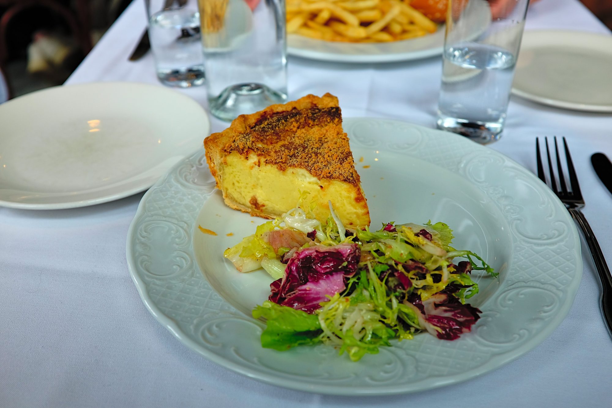 A quiche and salad at Obelix