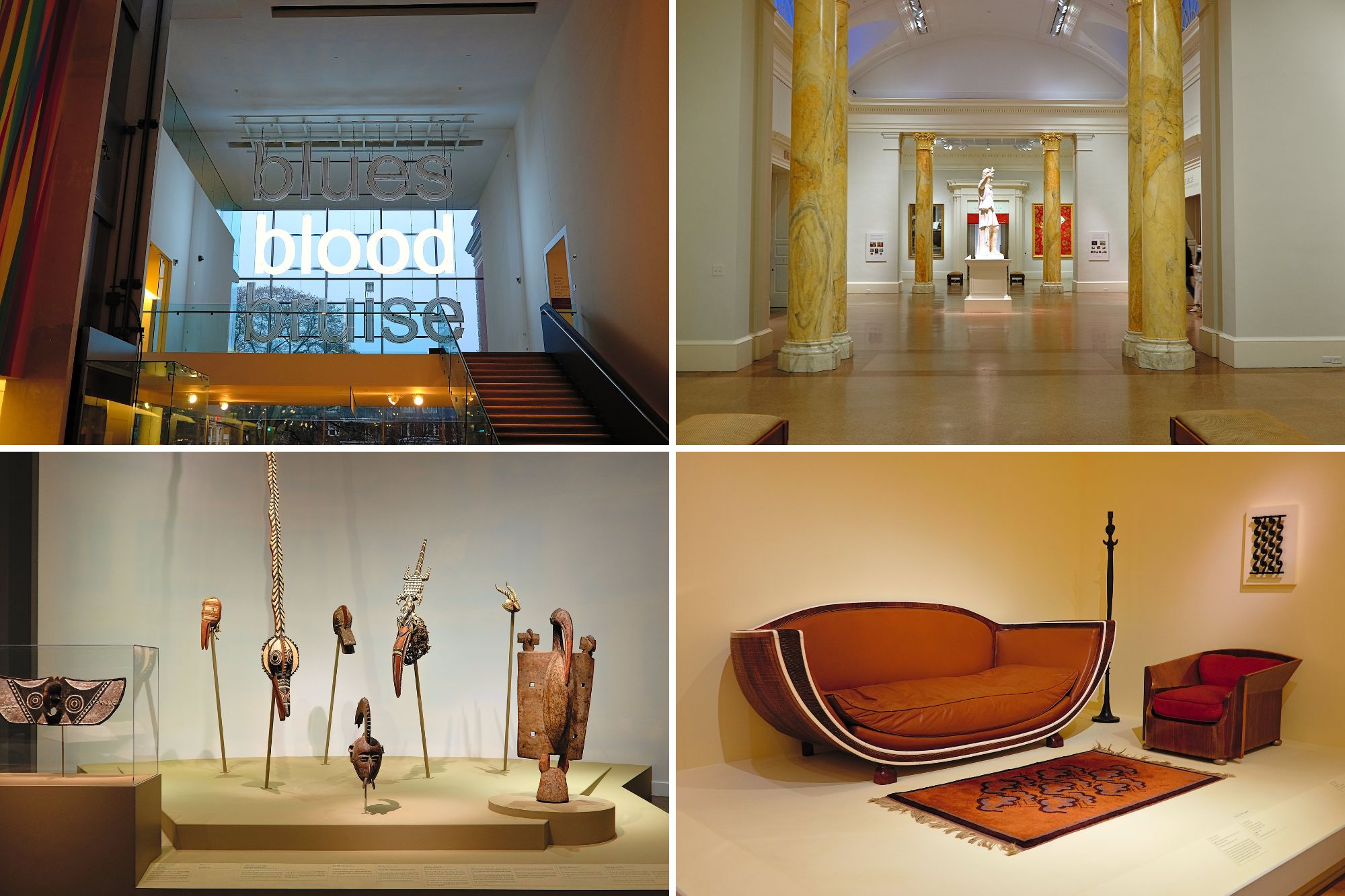 Collage of exhibits at the museum