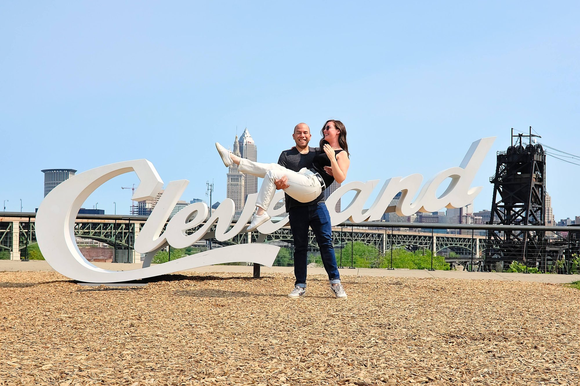 Alyssa and Michael at the Cleveland sign