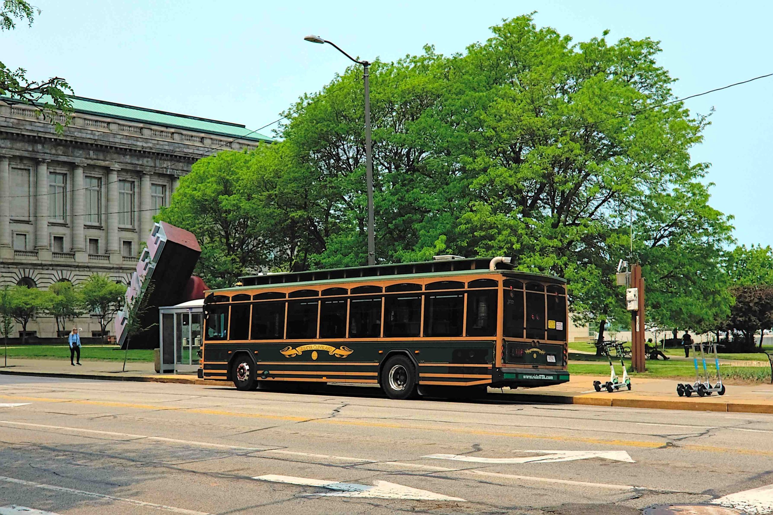 A trolley in Cleveland