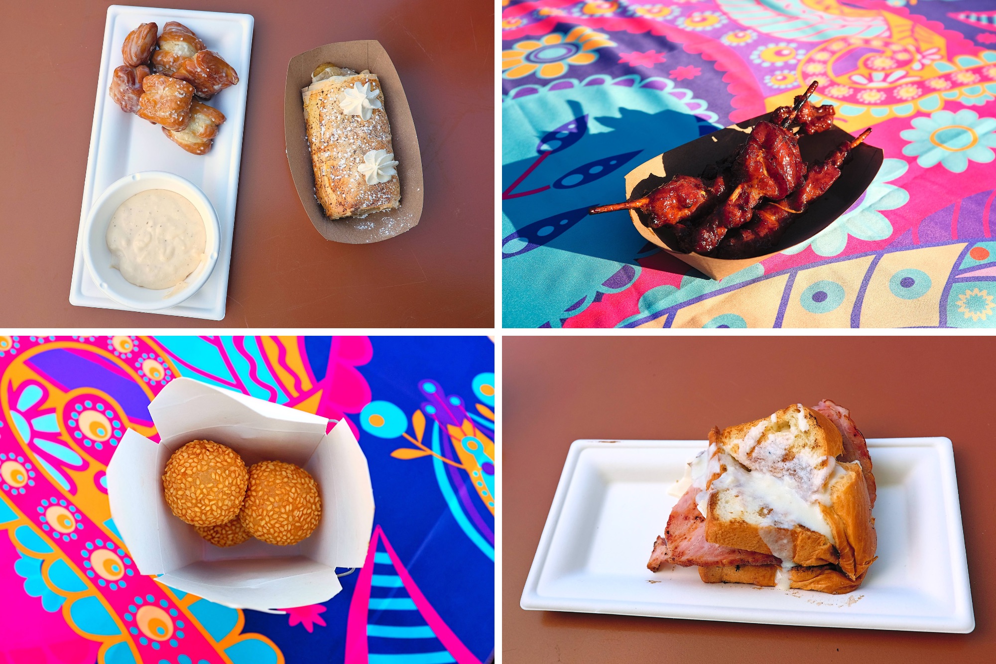 Four images of food at Grand Carnivale