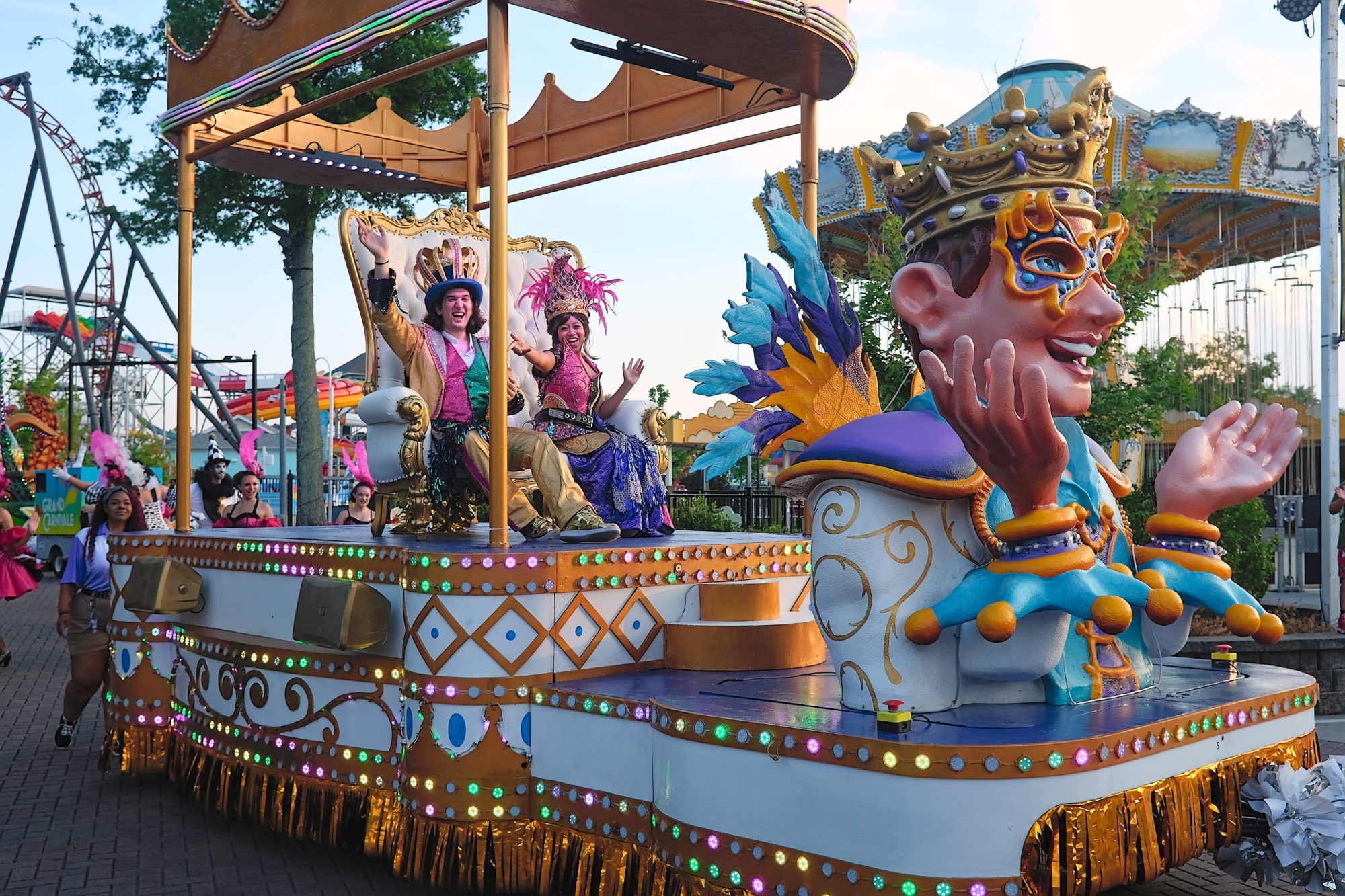 A parade float at Carowinds' Grand Carnivale