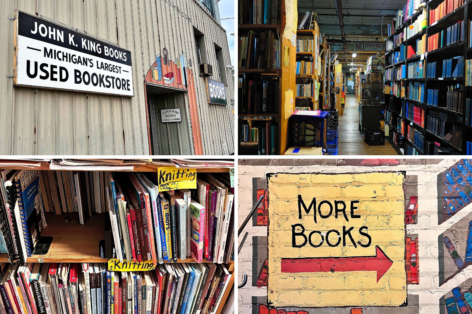 Interior and exterior of John K. King Used Books