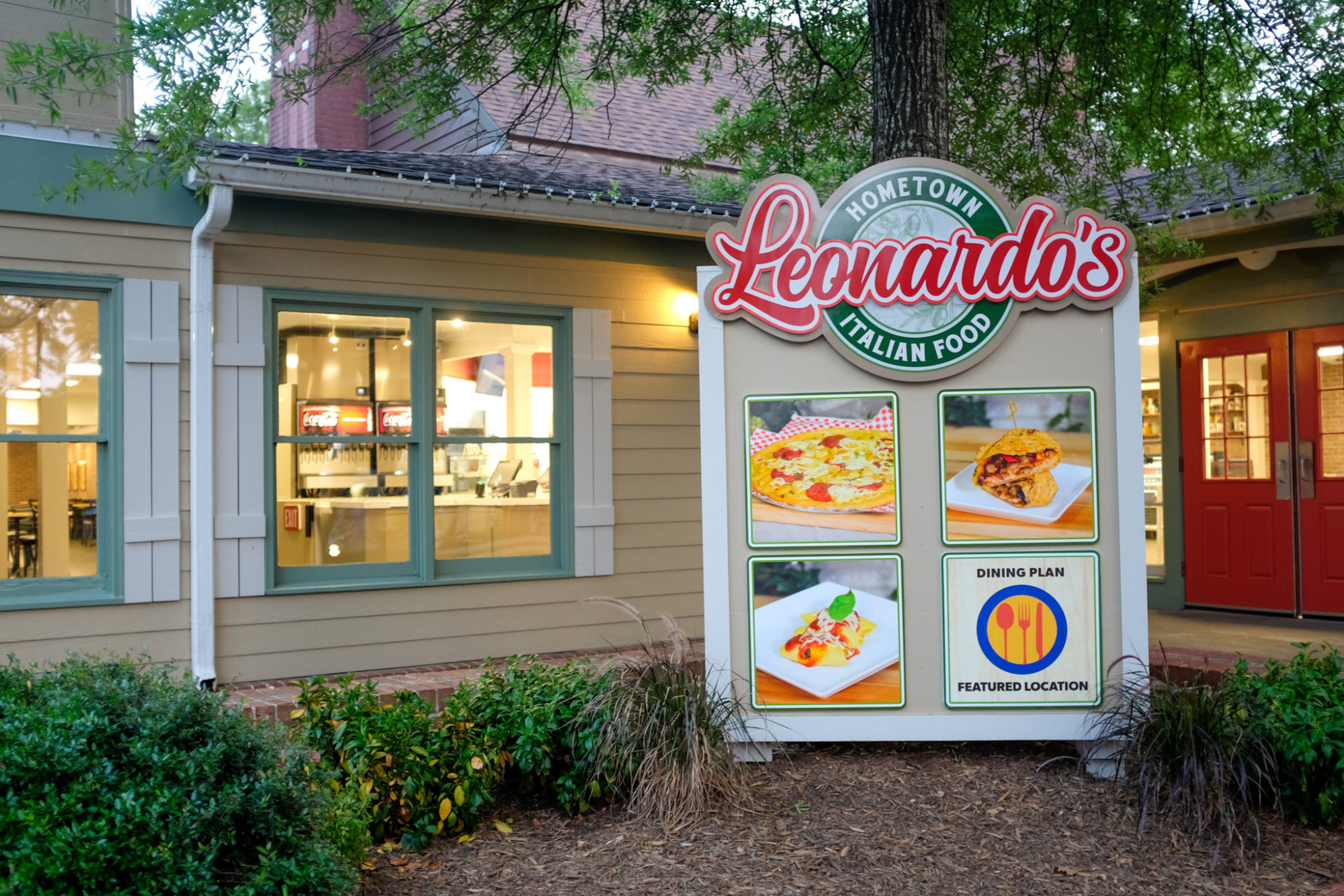 The exterior of Leonardo's Hometown Italian Food at Carowinds
