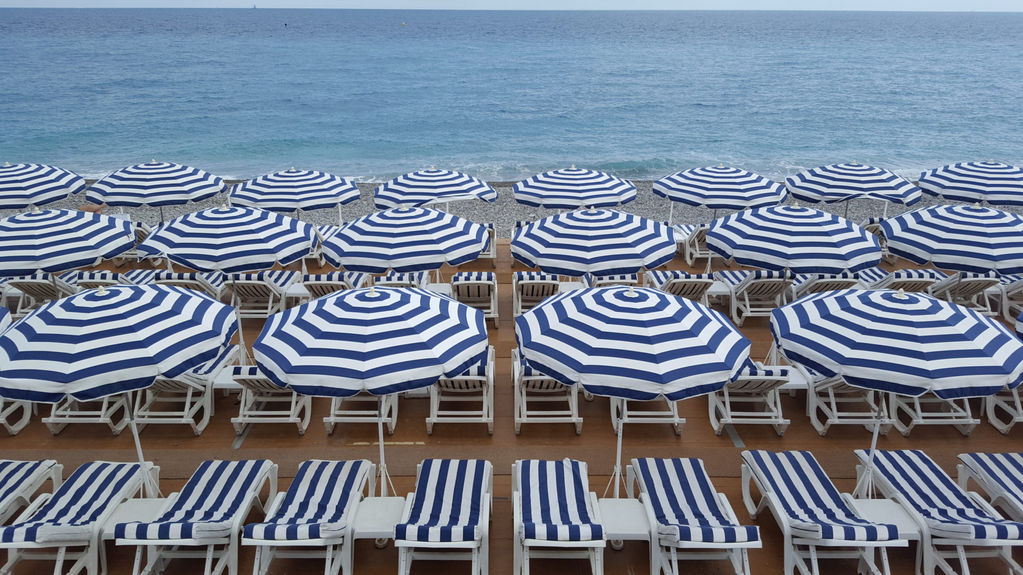 Umbrellas on a beach in Nice