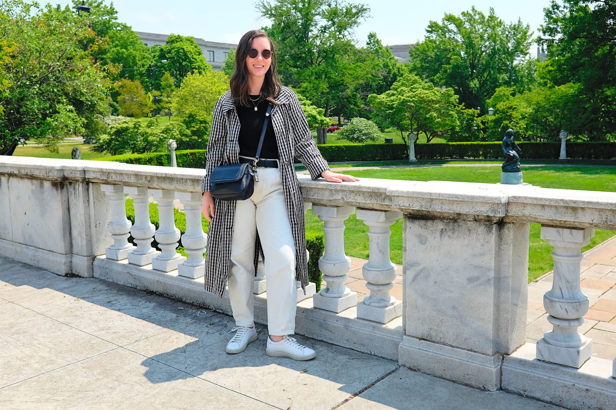 Alyssa stands near the art museum in Cleveland