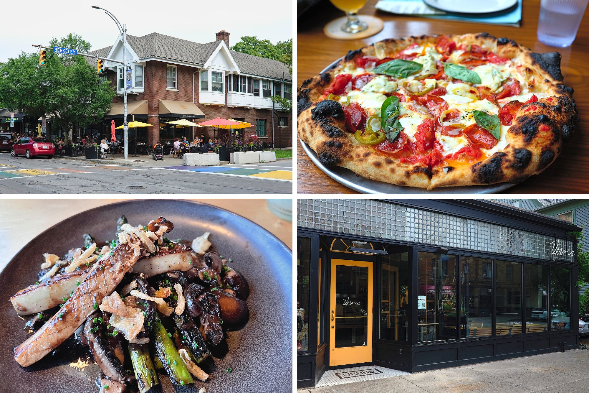 Collage of restaurants and dishes in Rochester