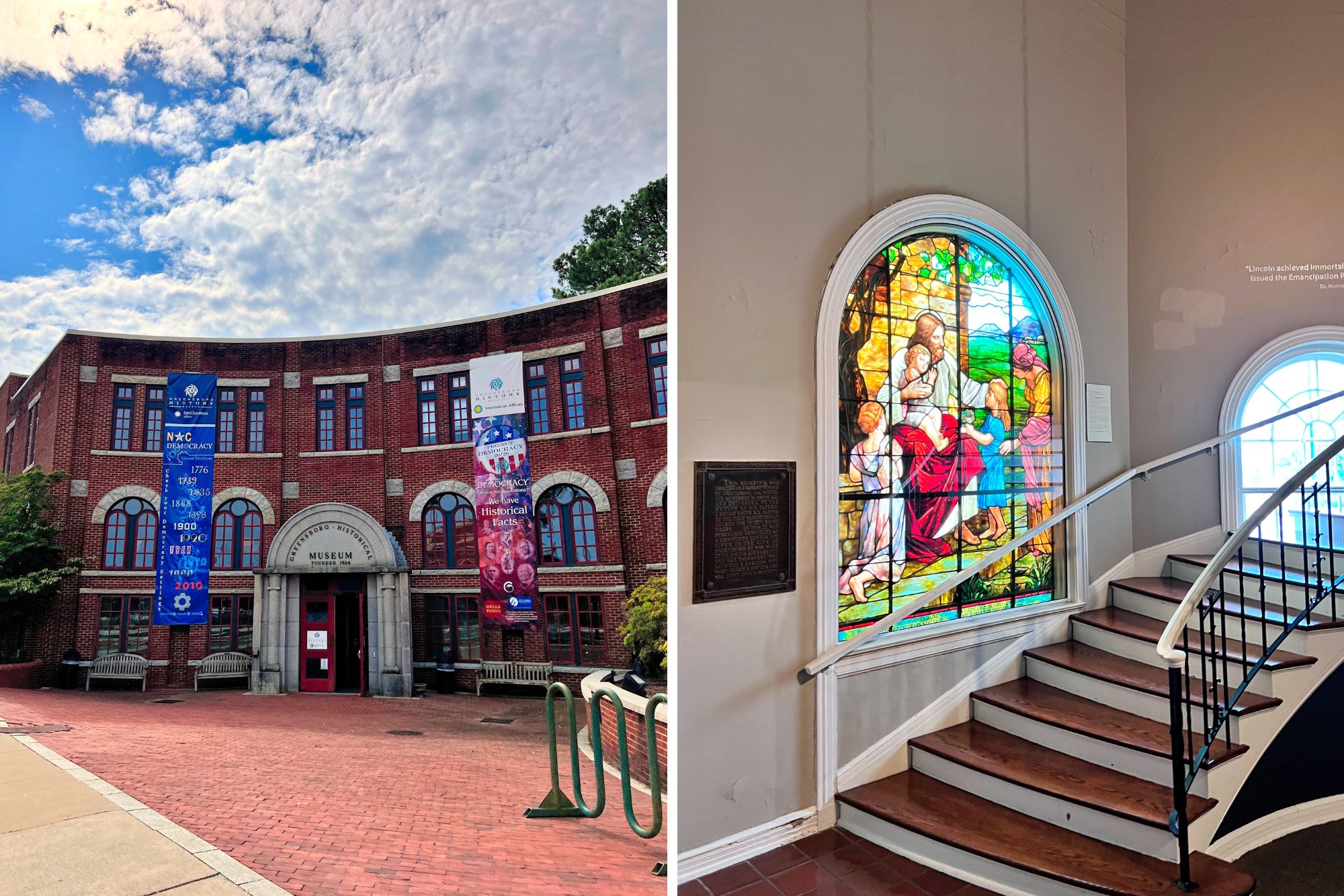 The exterior and interior of the Greensboro History Museum