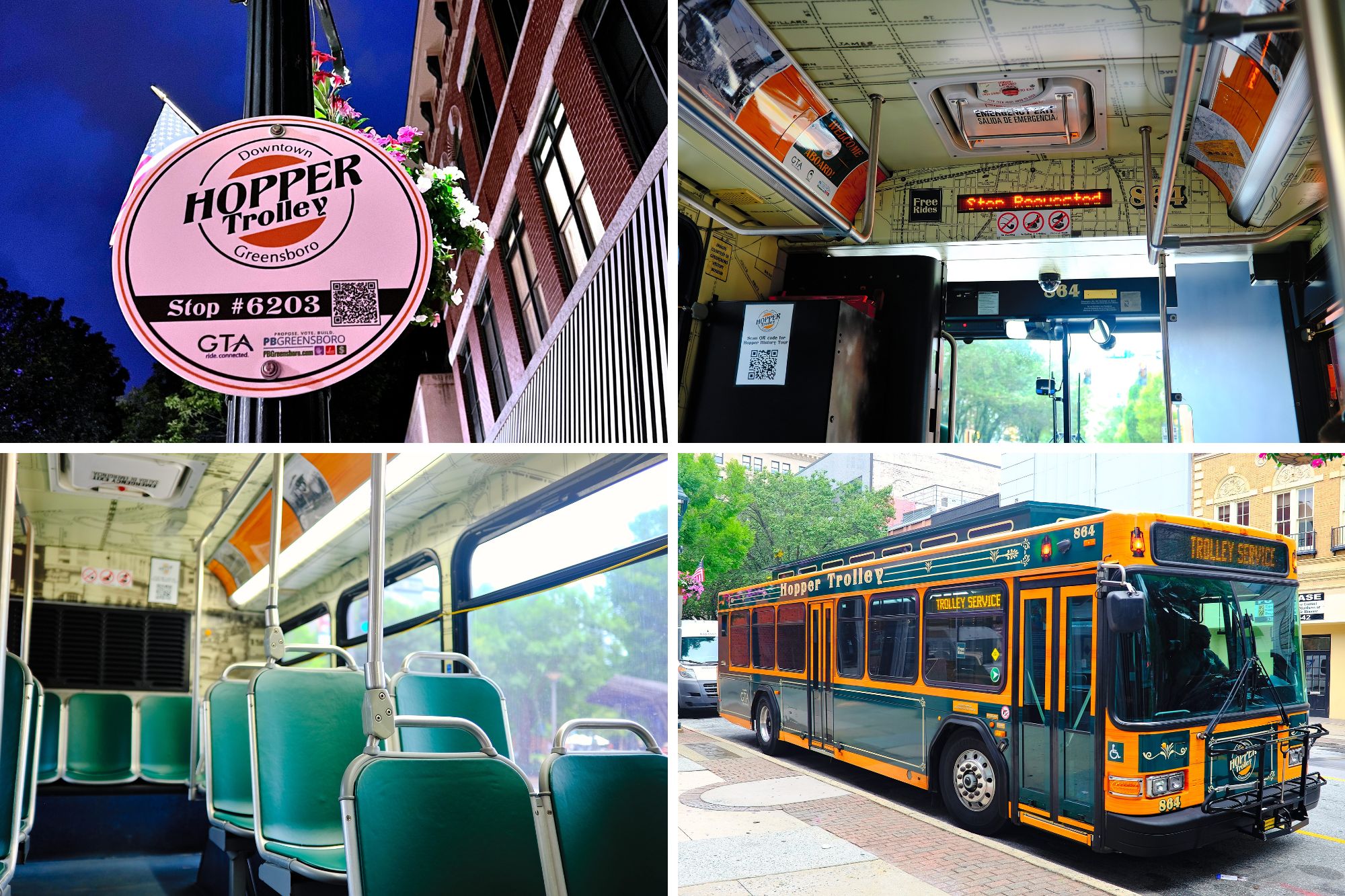 A collage of photos of the Hopper Trolley