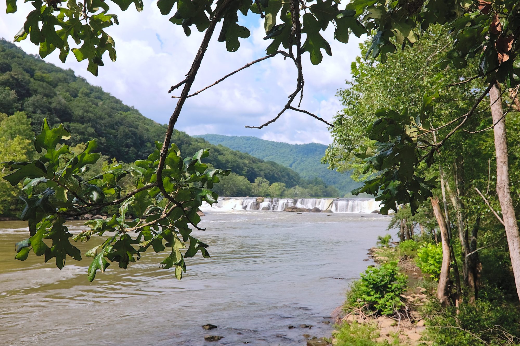 Sandstone Falls is seen in the distance