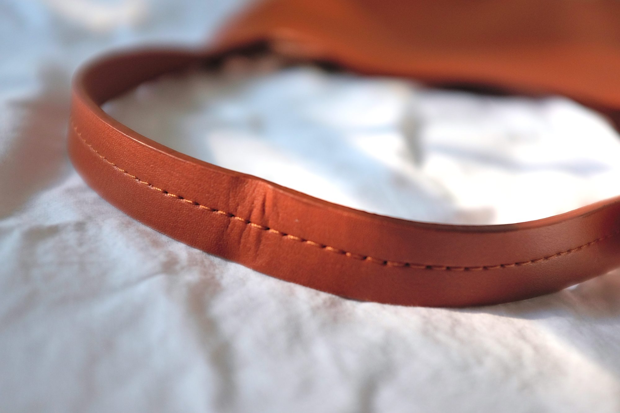 A close up of a crease in the strap