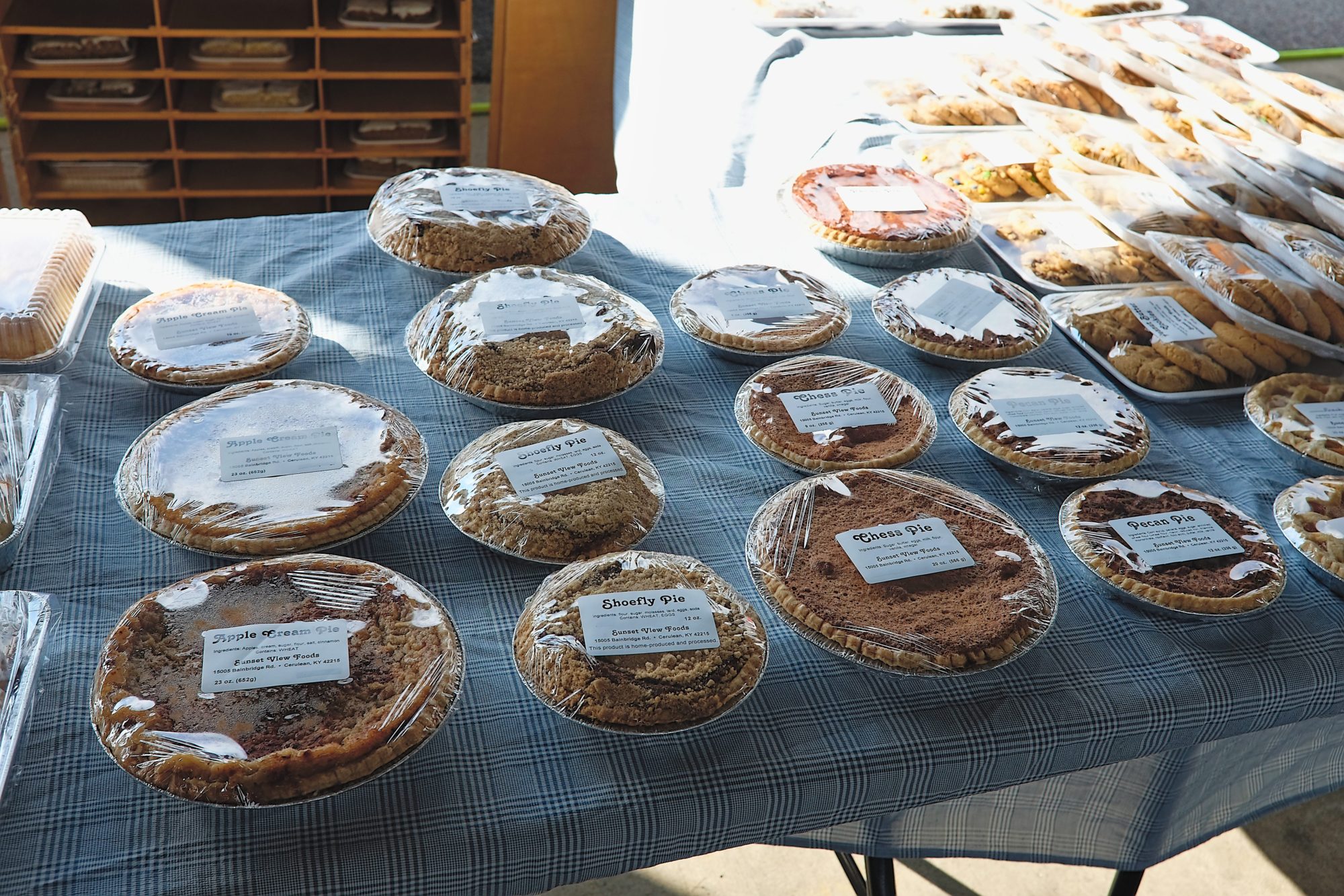 Pies for sale at the farmers market