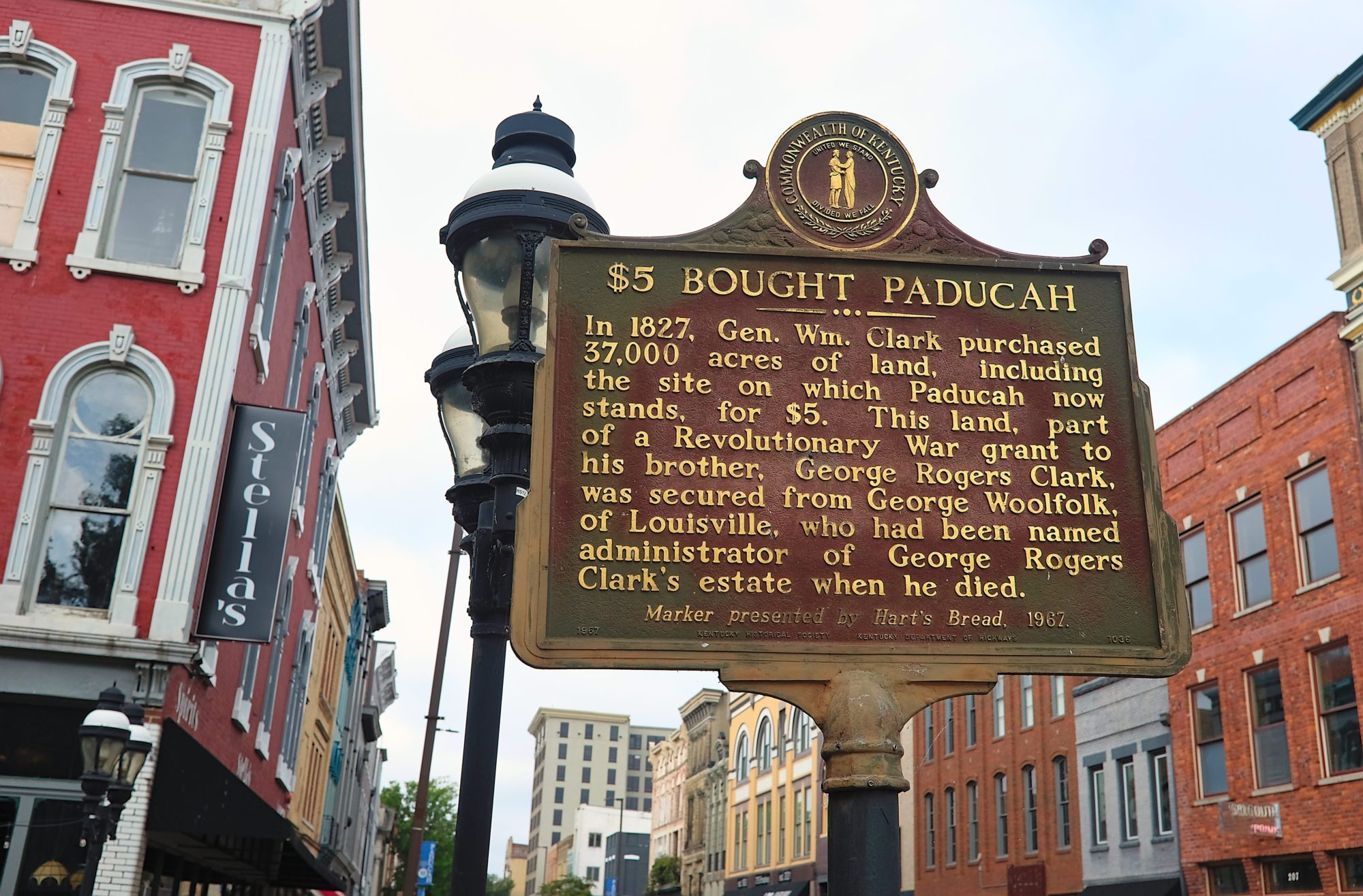 A historical marker in downtown Paducah
