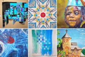 A collage of quilts at the National Quilt Museum