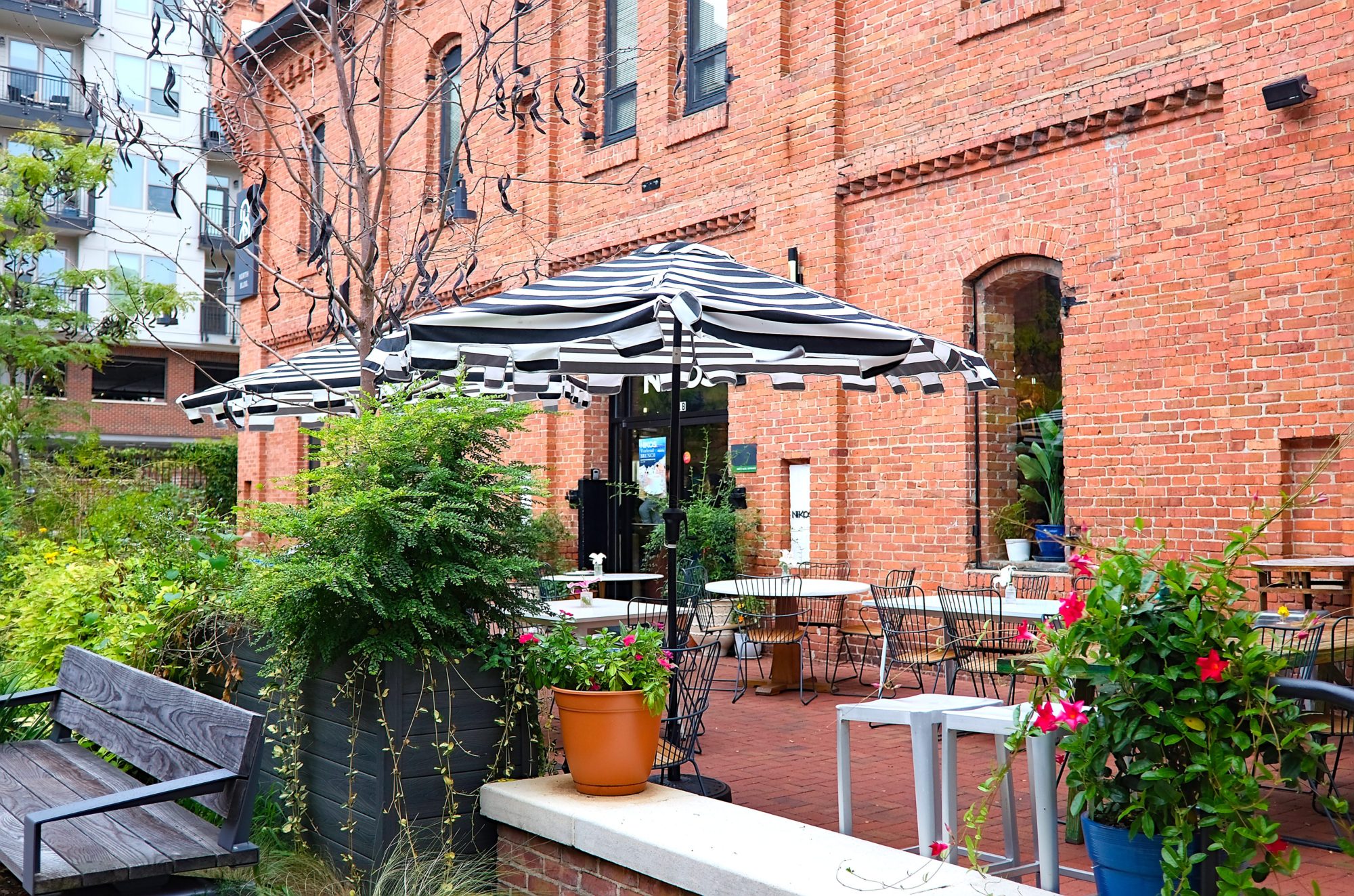 The patio of Nikos in Brightleaf Square