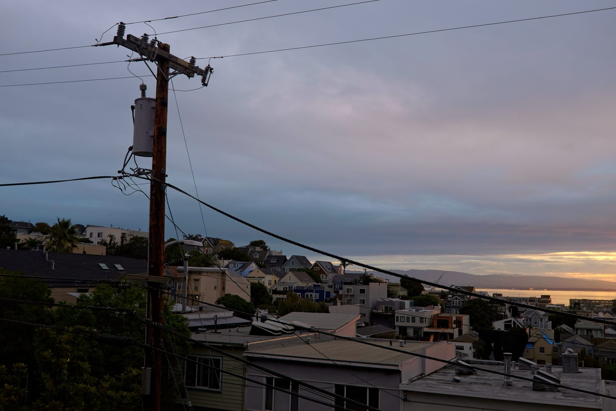 A sunrise over the bay in San Francisco