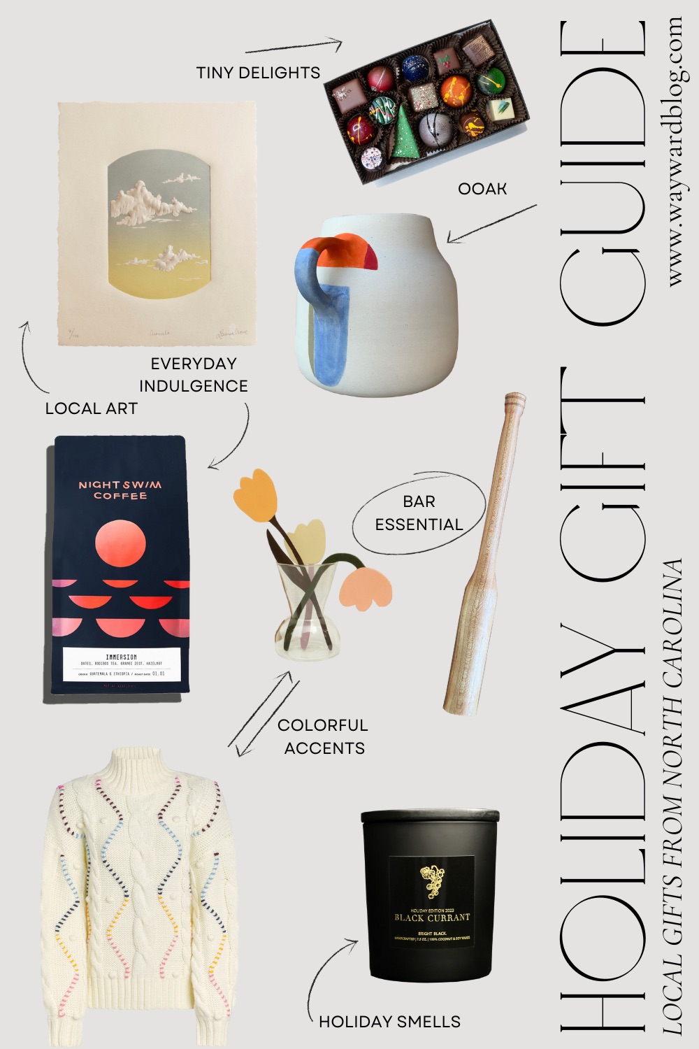 A collage of gifts from North Carolina makers