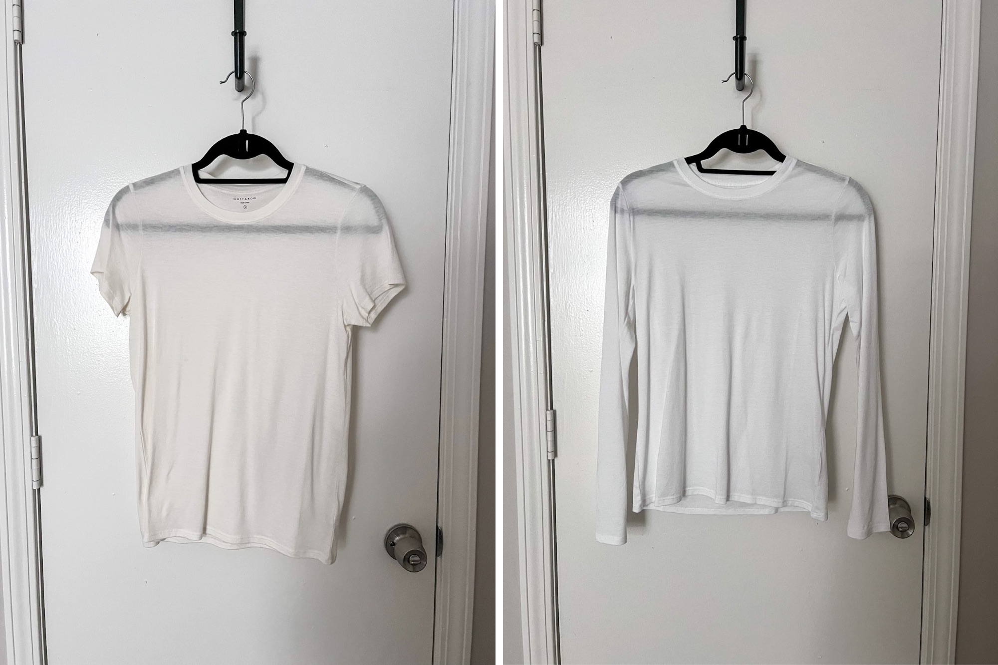 Two white t-shirts from Mott & Bow