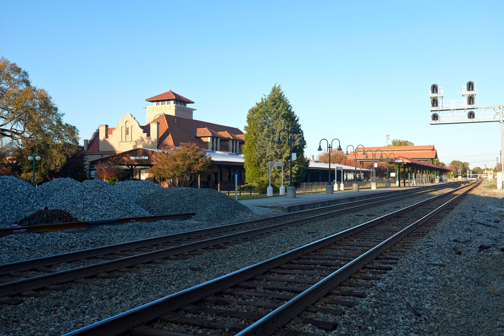 View of Salisbury's train station from across the tracks