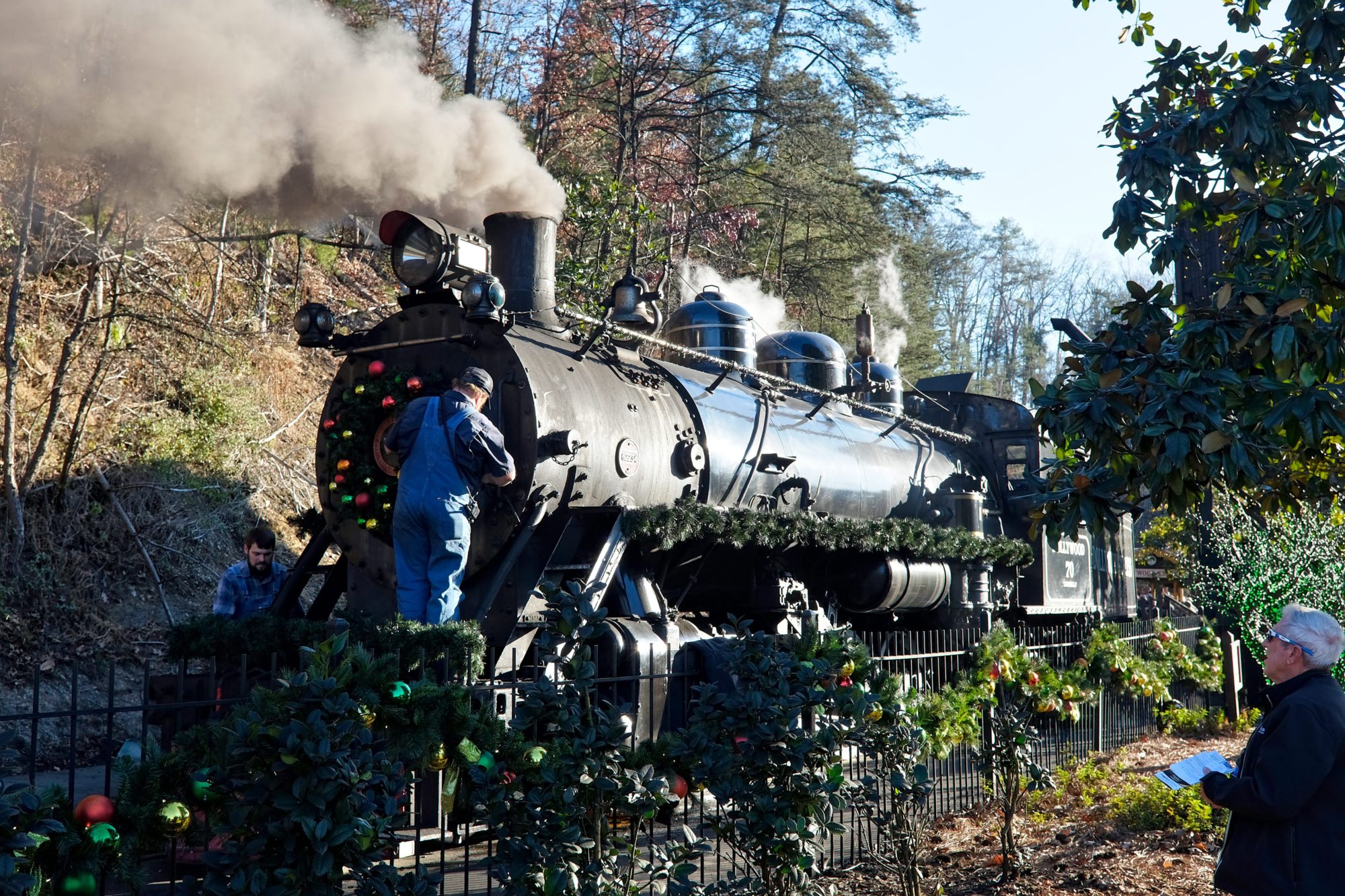 The conductor prepares the Dollywood train for a ride around the park