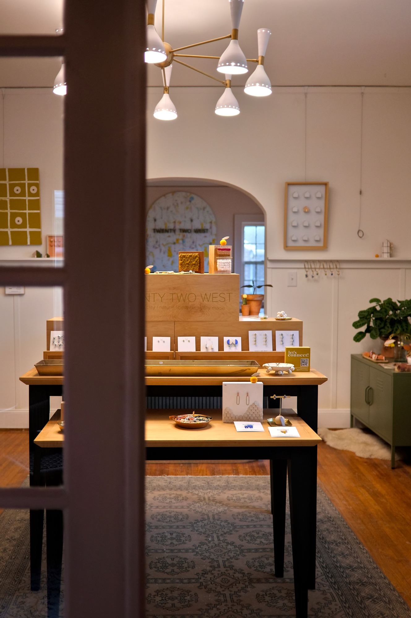 Interior of Twenty Two West's storefront with jewelry