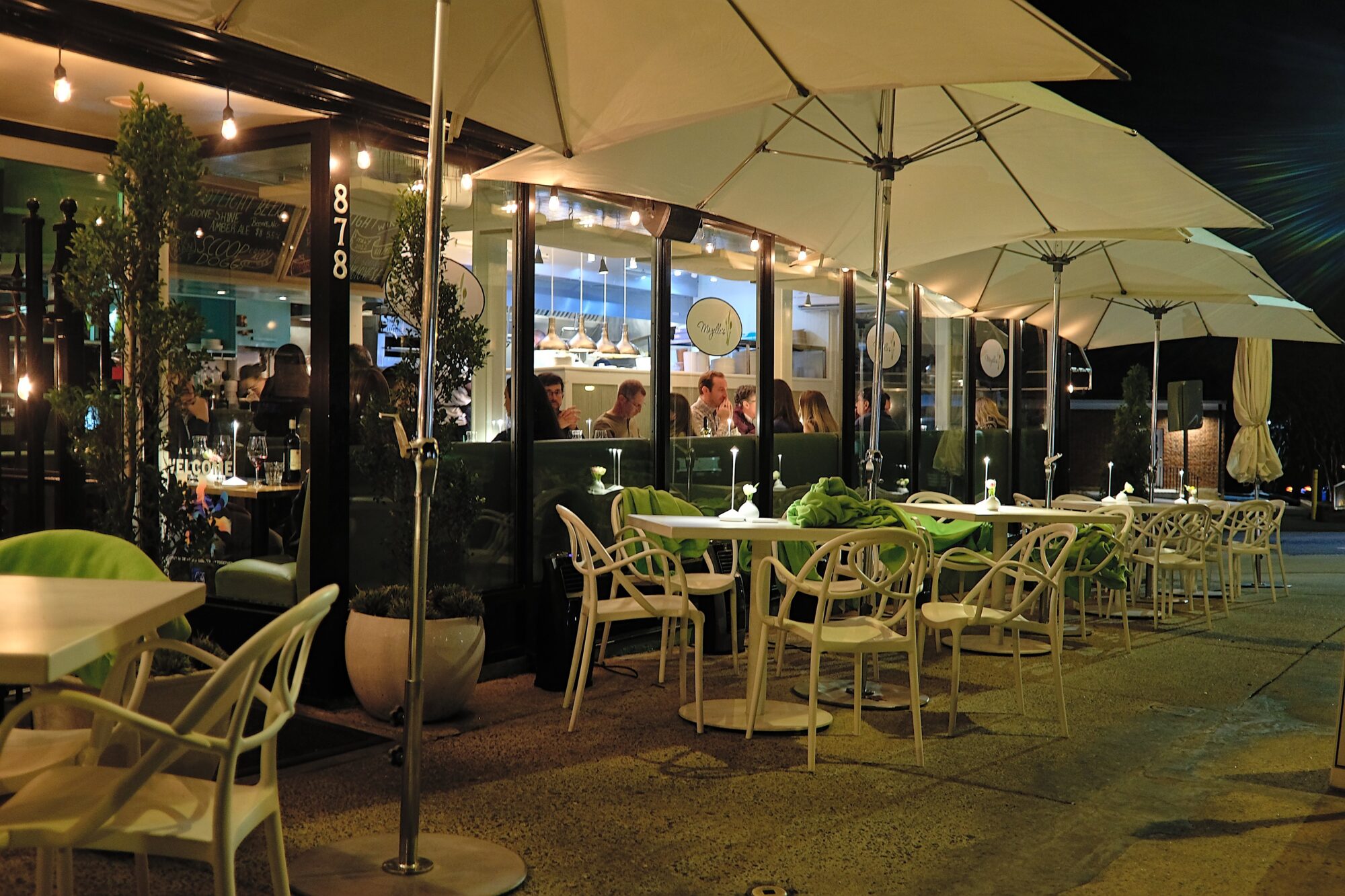 Mozelle's Fresh Southern Bistro is seen at night