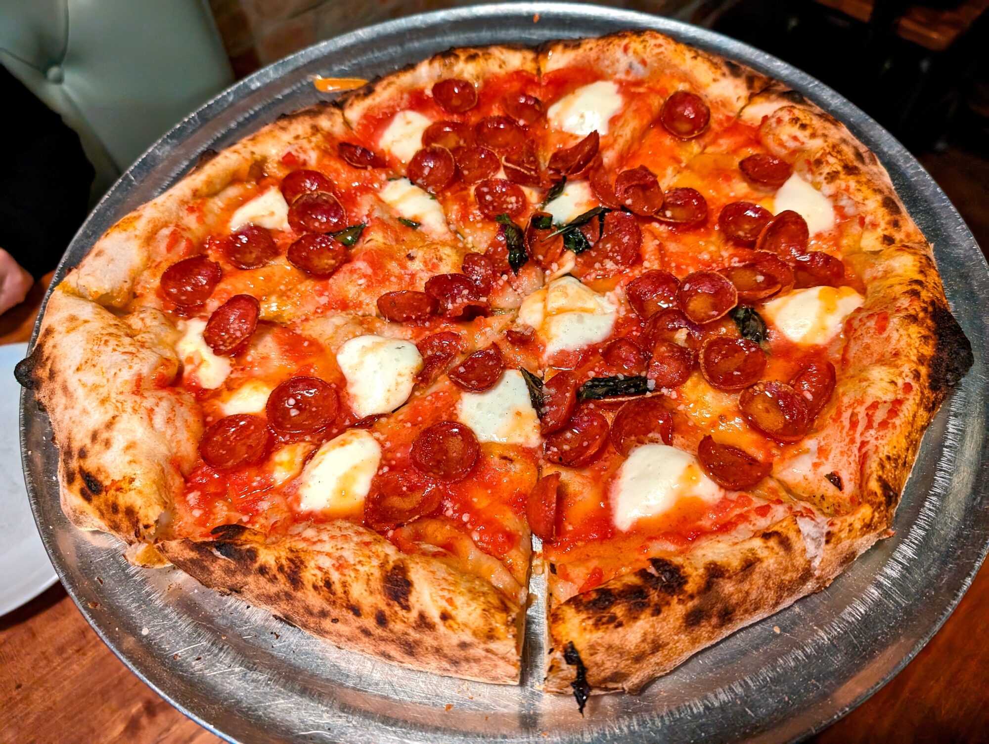 A pepperoni pizza in Louisville