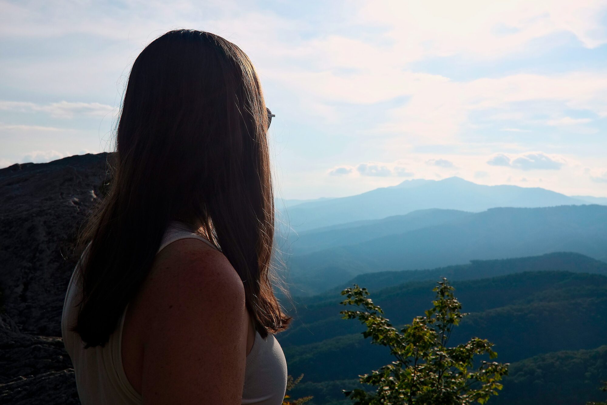 Alyssa looks out at The Blowing Rock