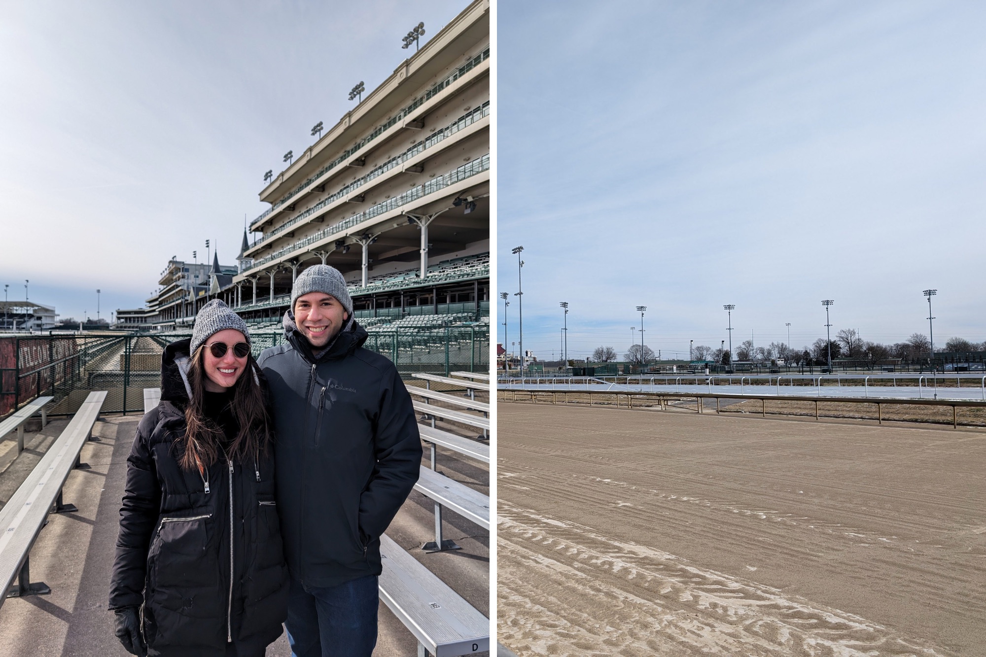 A photo of Alyssa and Michael at Churchill Downs and the track