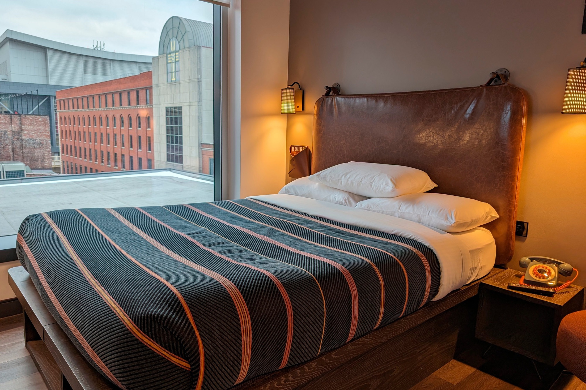 A view of the bed at Moxy Louisville Downtown
