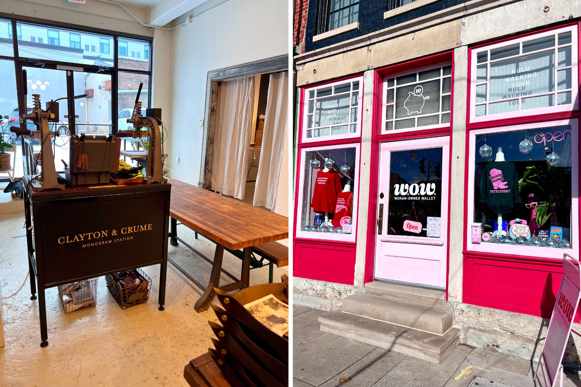 A photo of two shops in Louisville's NuLu neighborhood