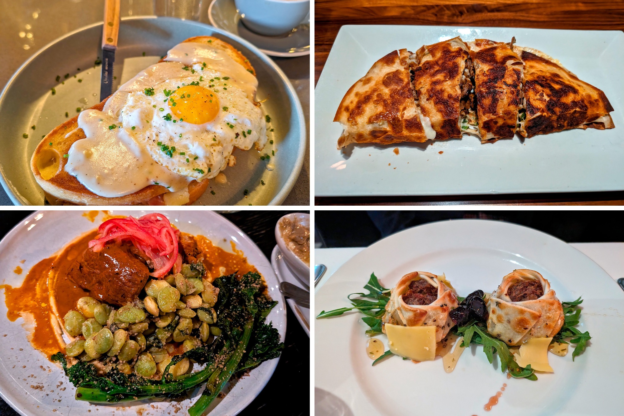 Four images of dishes at Louisville Restaurants
