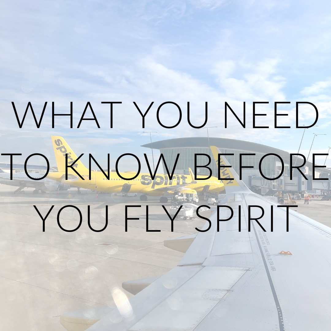 A photo of two Spirit planes with text overlay that reads "What you need to know before you fly Spirit"