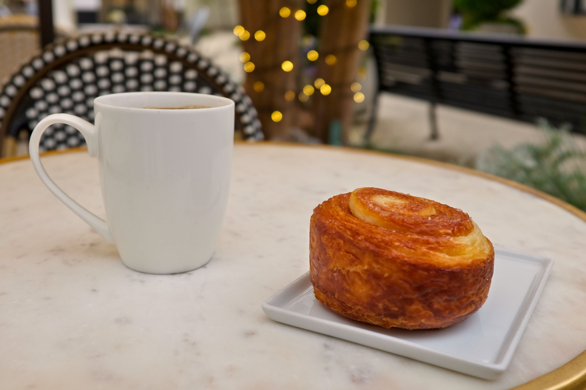 A kouign amann and coffee