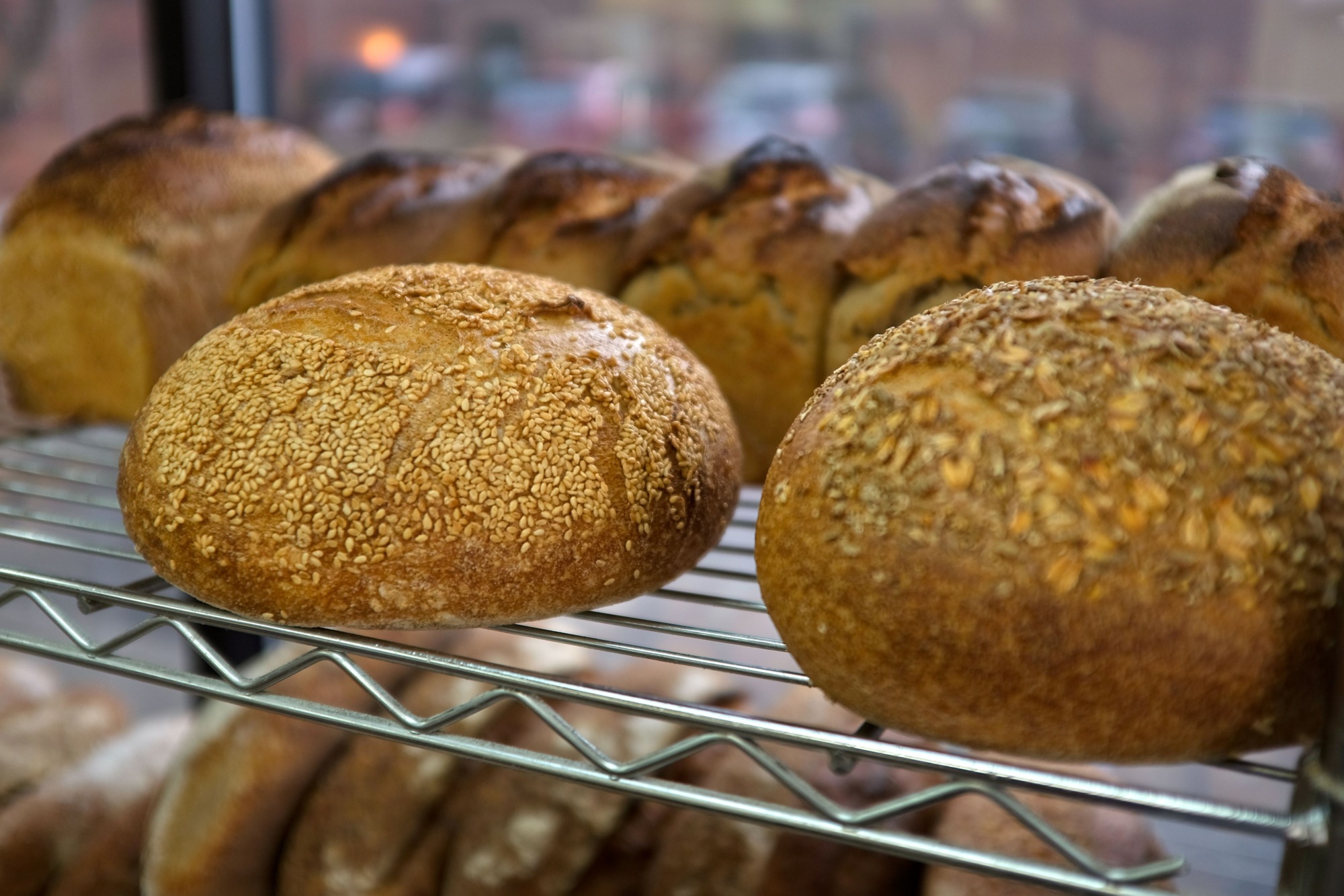 Loaves of bread with sesame seeds