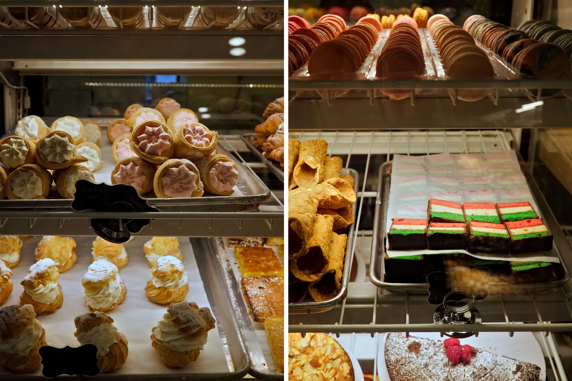 Two shelves of Italian-American cookies and pastries from Villani's
