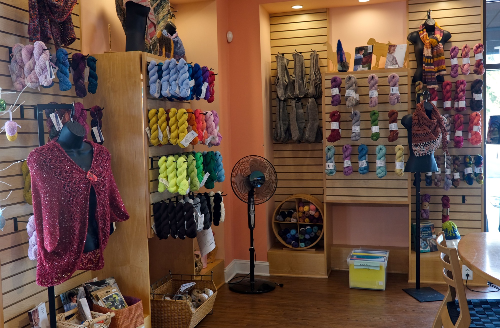 Yarn on display at Bella Filati Yarns