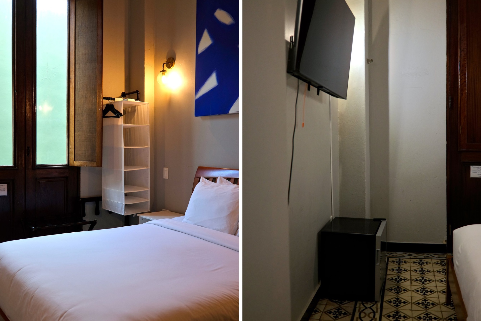 Two images of a room at El Colonial