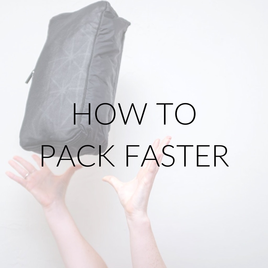 Alyssa throws a packing cube and text overlay reads "how to pack faster"