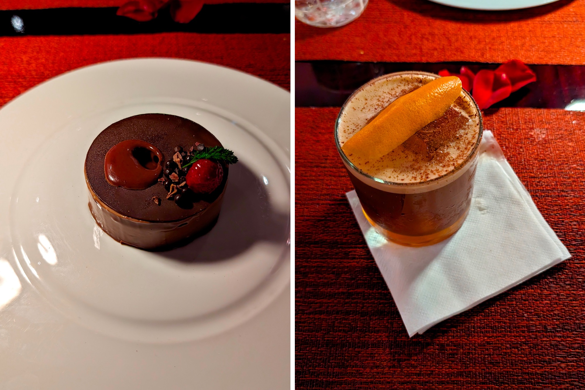 A dish of the famous Choco-L8 and a cocktail