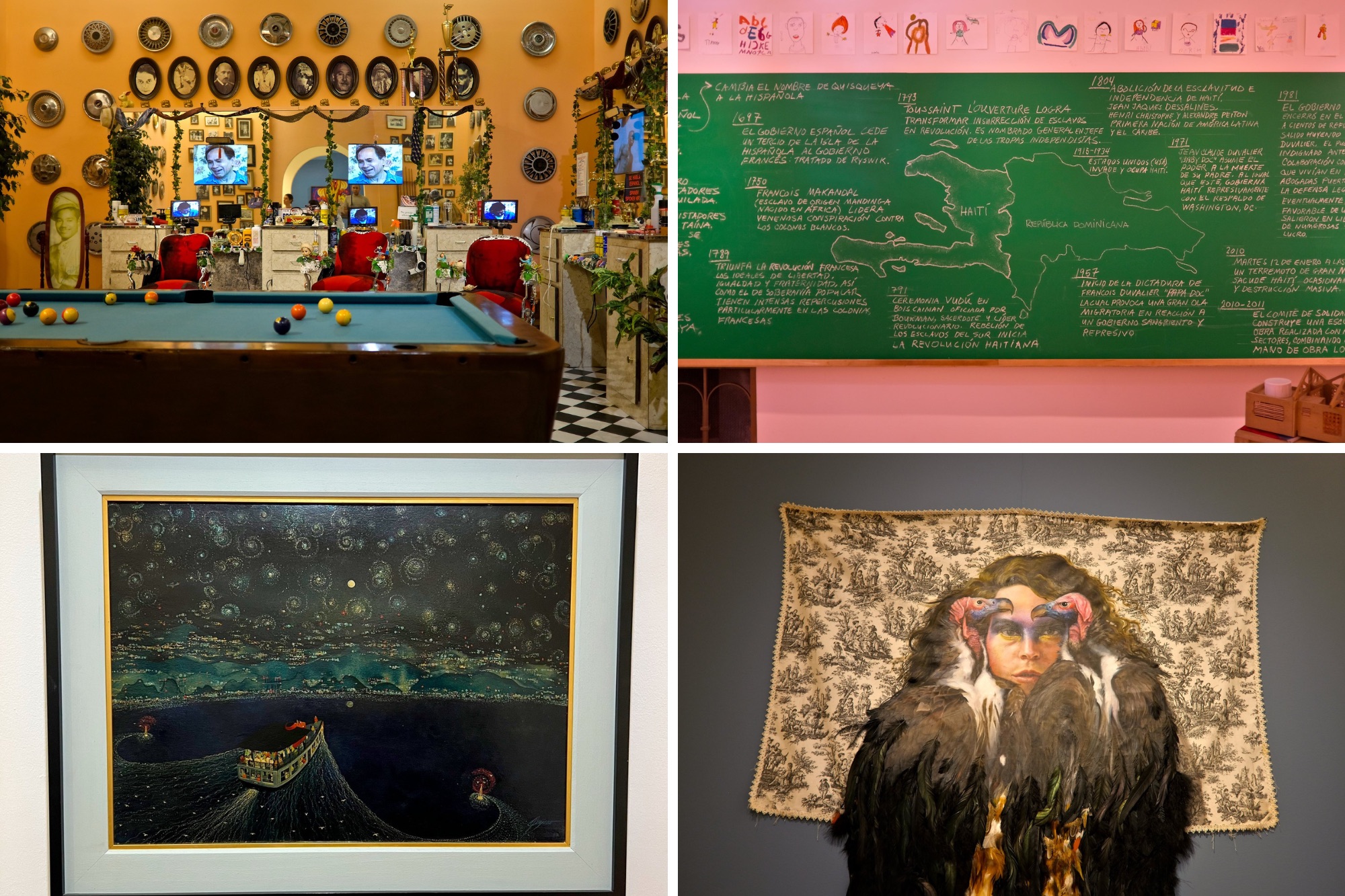 A collage of four artworks at Museo de Arte de Puerto Rico
