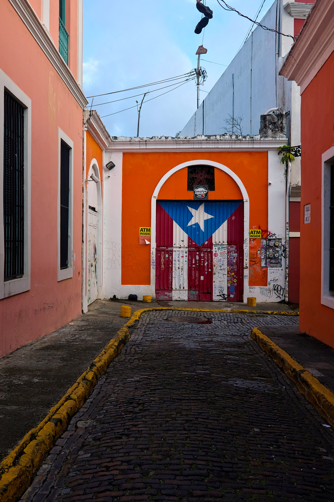 View of a mural of a Puerto Rican flag