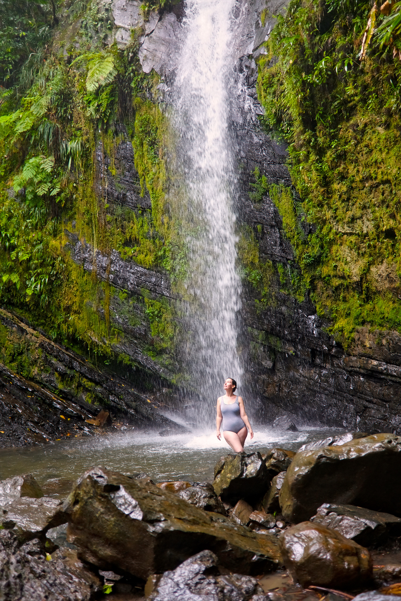 Alyssa stands below Juan Diego Falls
