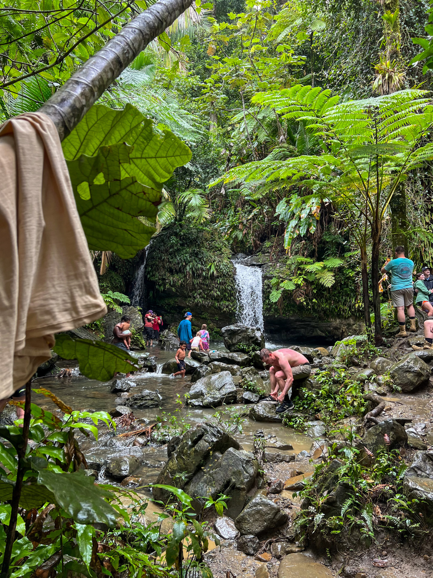 A crowd at Juan Diego Falls