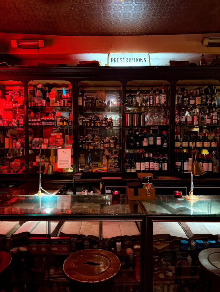 A pharmacy case at Arthur Mayne's Pharmacy in Cork