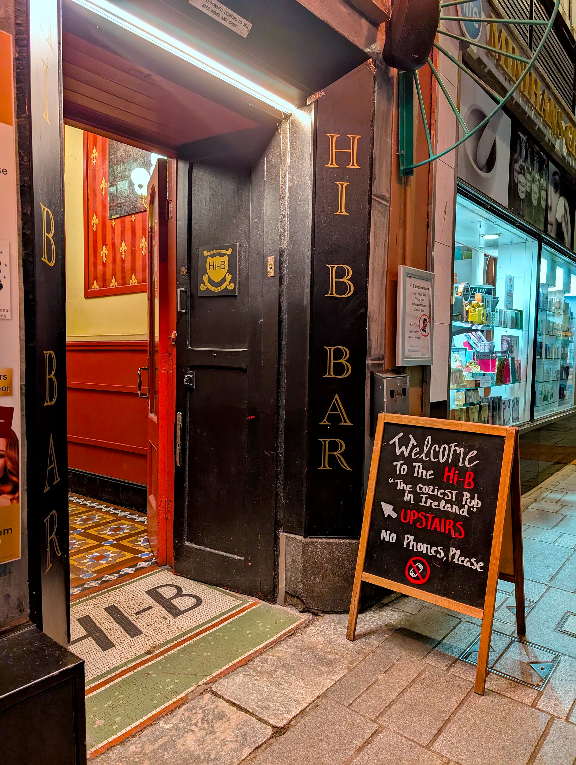 Entrance to The Hi-B Bar in Cork, Ireland