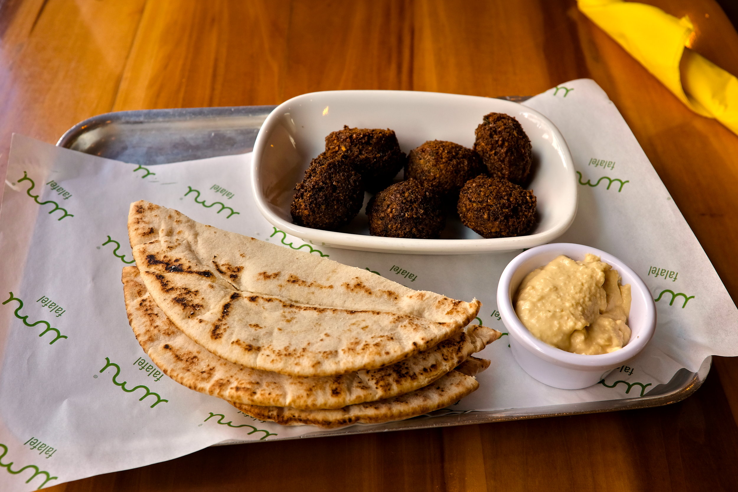 A plate of falafel and hummus at Umi Falafel